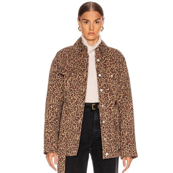 Marissa Webb Ellery Print Anorak Jacket Leopard Khaki Animal Print Trench sz S - Picture 1 of 12